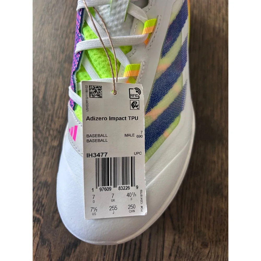 Adidas Adizero Impact TPU Baseball Cleats Mens 7.5 White Pink Yellow IH3477